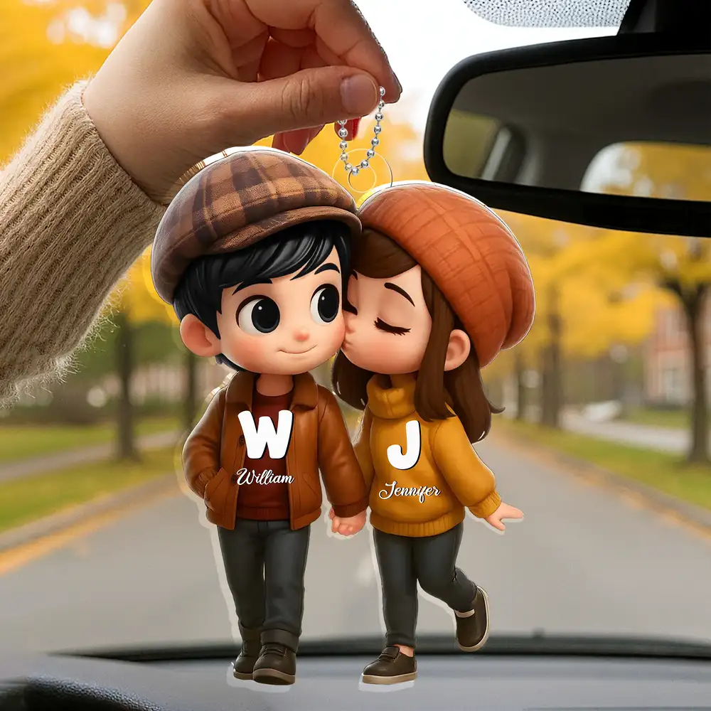 Personalized Couple's Acrylic Car Hanger – A Perfect Gift for Lovers - Image 2