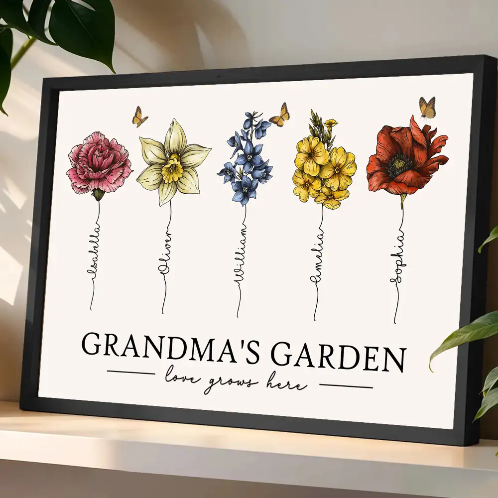 Grandma's Garden – Beautiful Floral Poster with Custom Family Names, Perfect Gift for Grandma - Image 2