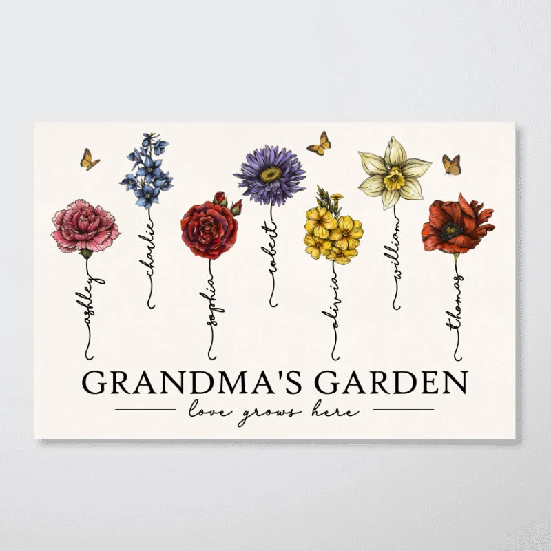Grandma's Garden – Beautiful Floral Poster with Custom Family Names, Perfect Gift for Grandma - Image 5