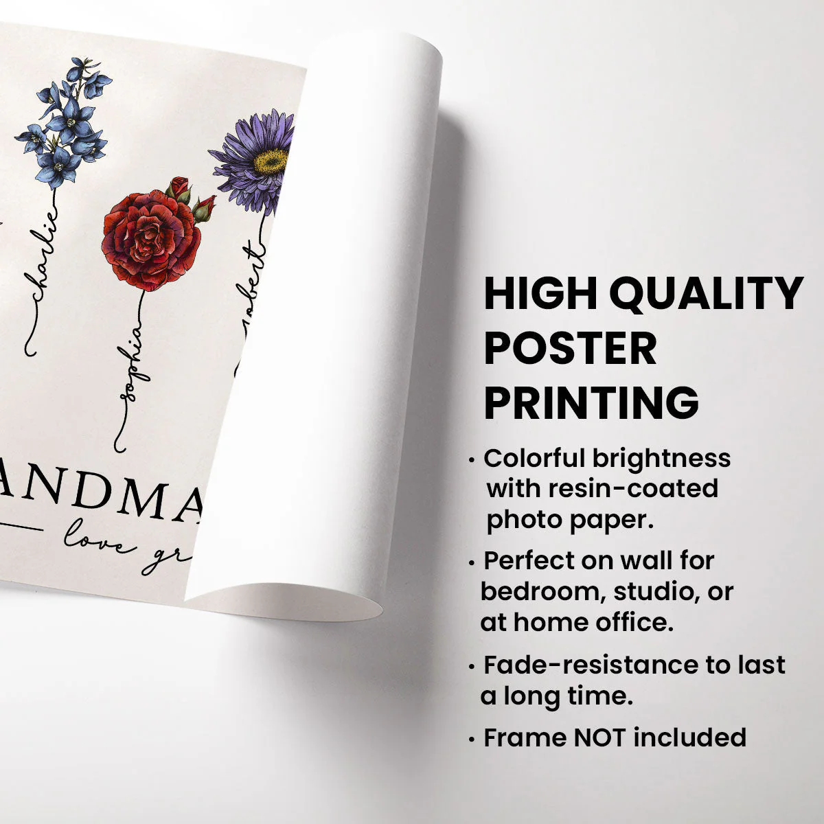 Grandma's Garden – Beautiful Floral Poster with Custom Family Names, Perfect Gift for Grandma - Image 6