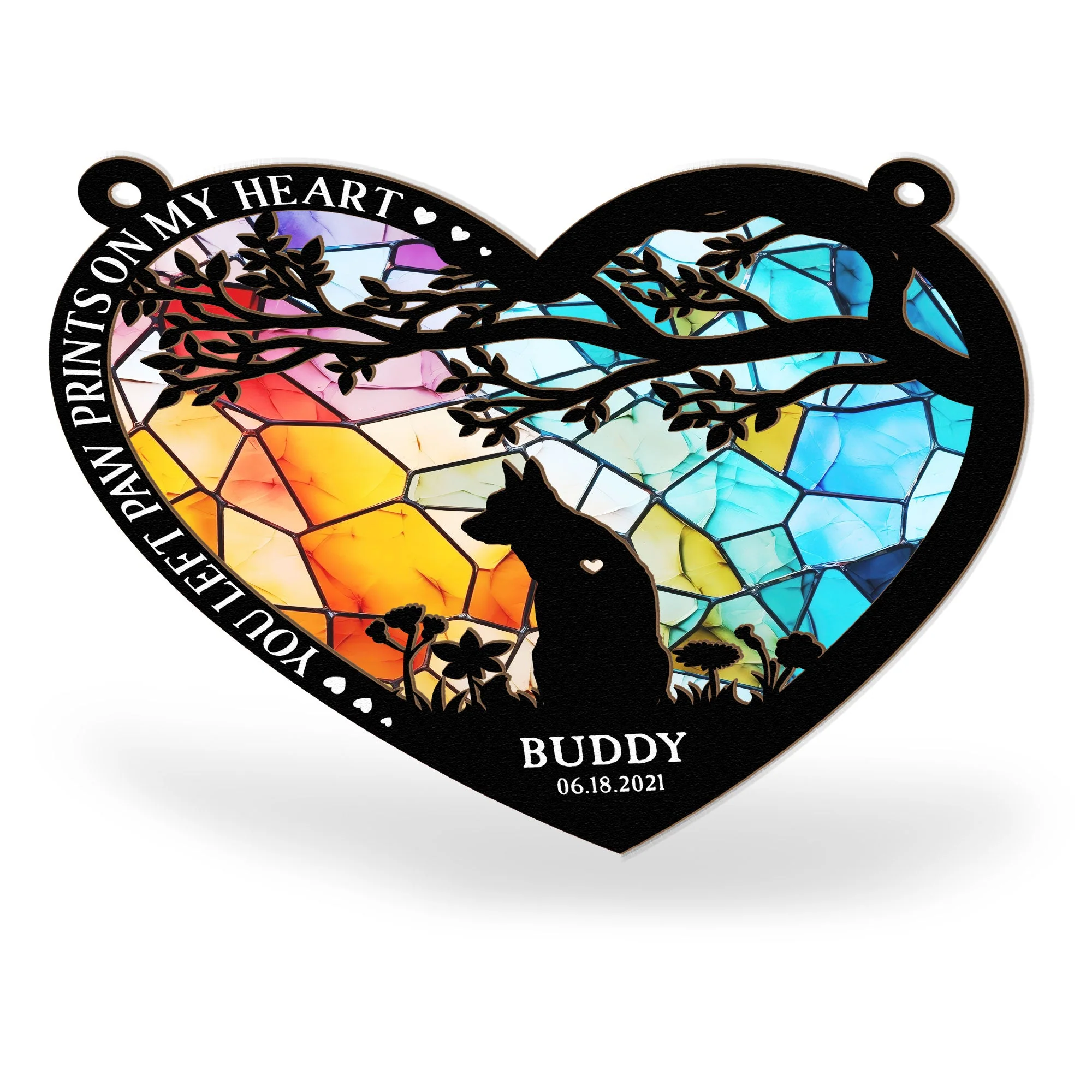 You Left Paw Prints on My Heart – Pet Memorial Ornament with Custom Name and Date - Image 5