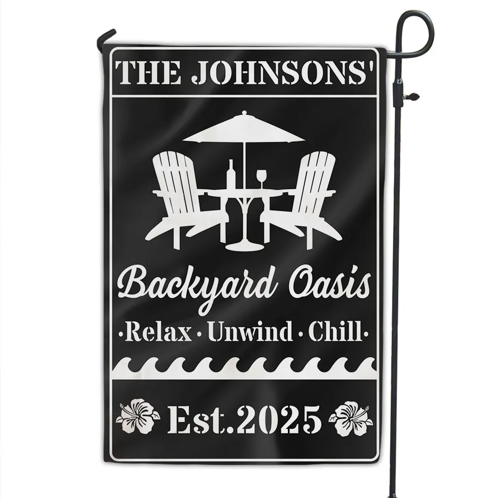 Personalized Backyard Oasis Garden Flag – Relax Unwind Chill Summer Gift for Family - Image 3