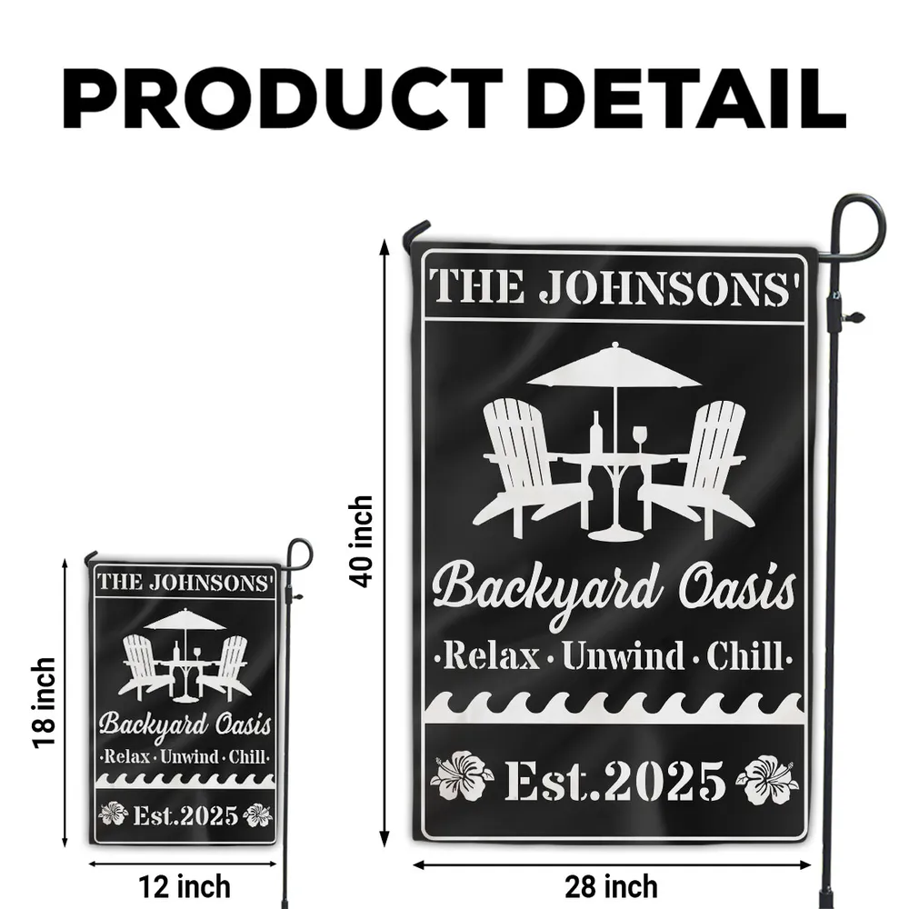 Personalized Backyard Oasis Garden Flag – Relax Unwind Chill Summer Gift for Family - Image 7