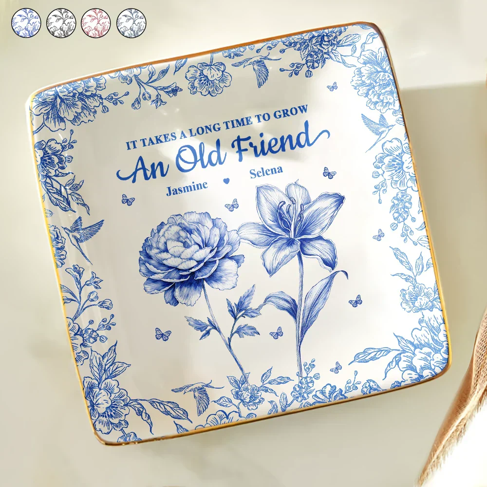Eternal Friendship - Personalized "An Old Friend" Ceramic Jewelry Dish, Perfect Gift for Friends and Sisters - Image 3