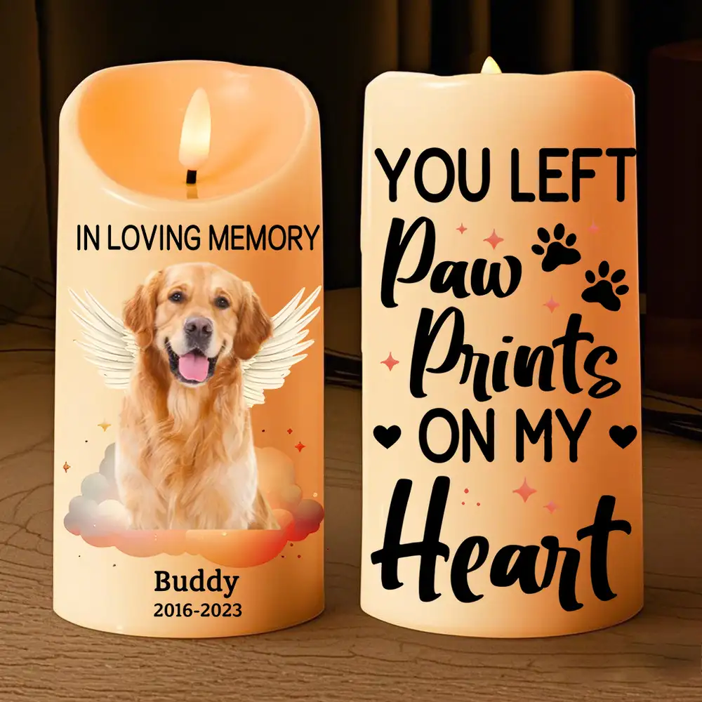 Eternal Light - Personalized Pet or Loved One Memorial Flameless LED Candle with "Your Light Will Always Shine in My Heart" Design