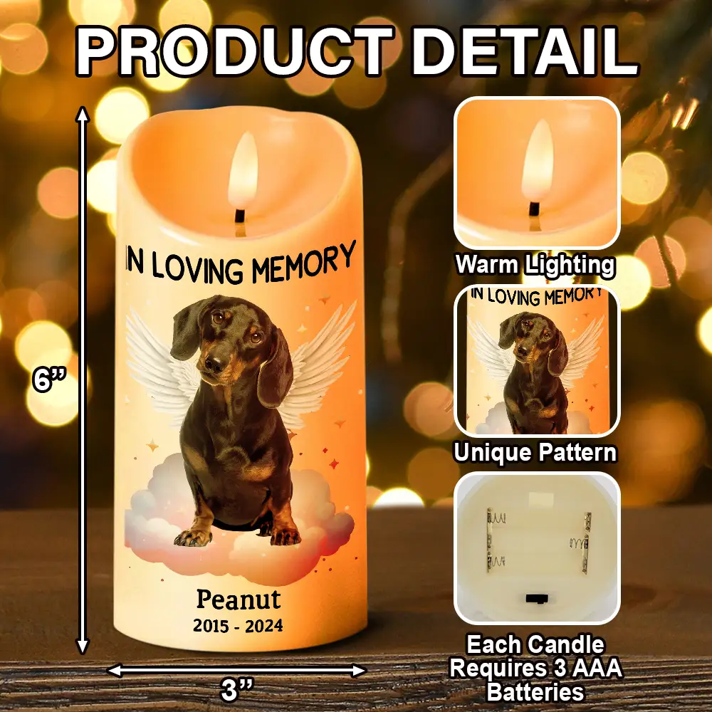 Eternal Light - Personalized Pet or Loved One Memorial Flameless LED Candle with "Your Light Will Always Shine in My Heart" Design - Image 4