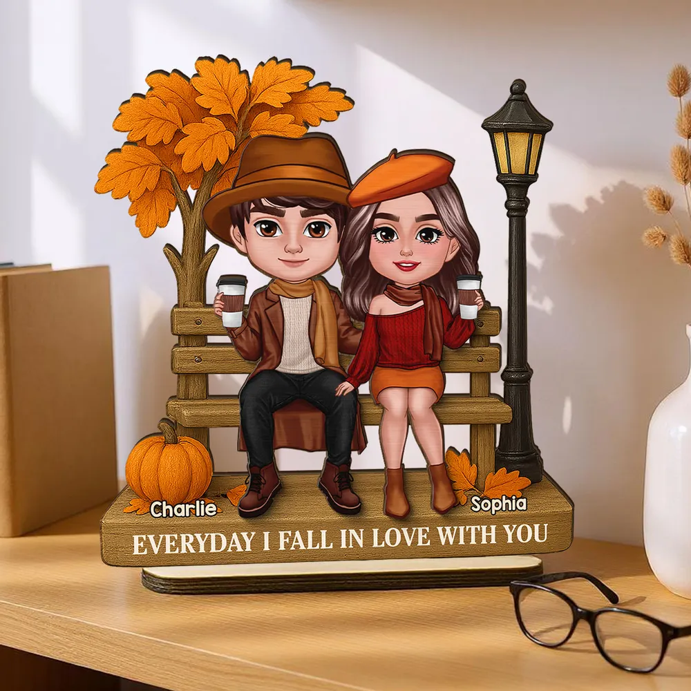 “Everyday I Fall in Love with You” Wooden Plaque – Custom Gift for Couples or Lovers - Image 2
