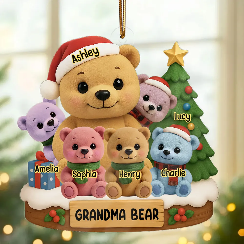 “Grandma Bear” Personalized Acrylic Ornament – Custom Holiday Gift for Grandma with Cute Bears - Image 3