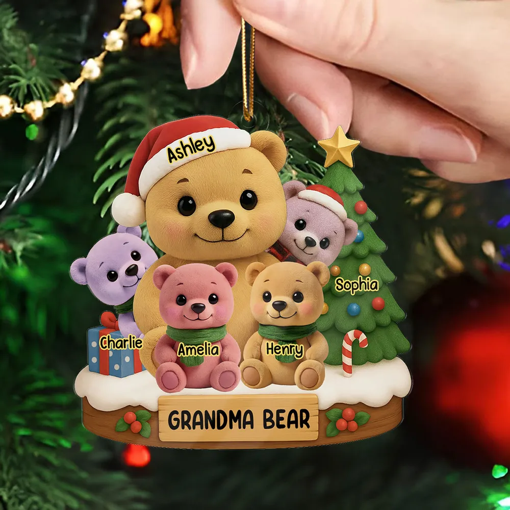 “Grandma Bear” Personalized Acrylic Ornament – Custom Holiday Gift for Grandma with Cute Bears - Image 4