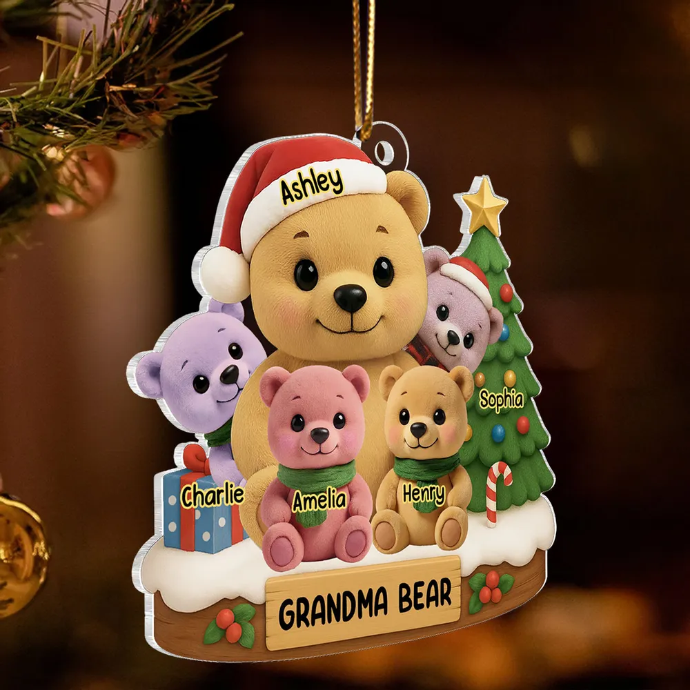 “Grandma Bear” Personalized Acrylic Ornament – Custom Holiday Gift for Grandma with Cute Bears - Image 6