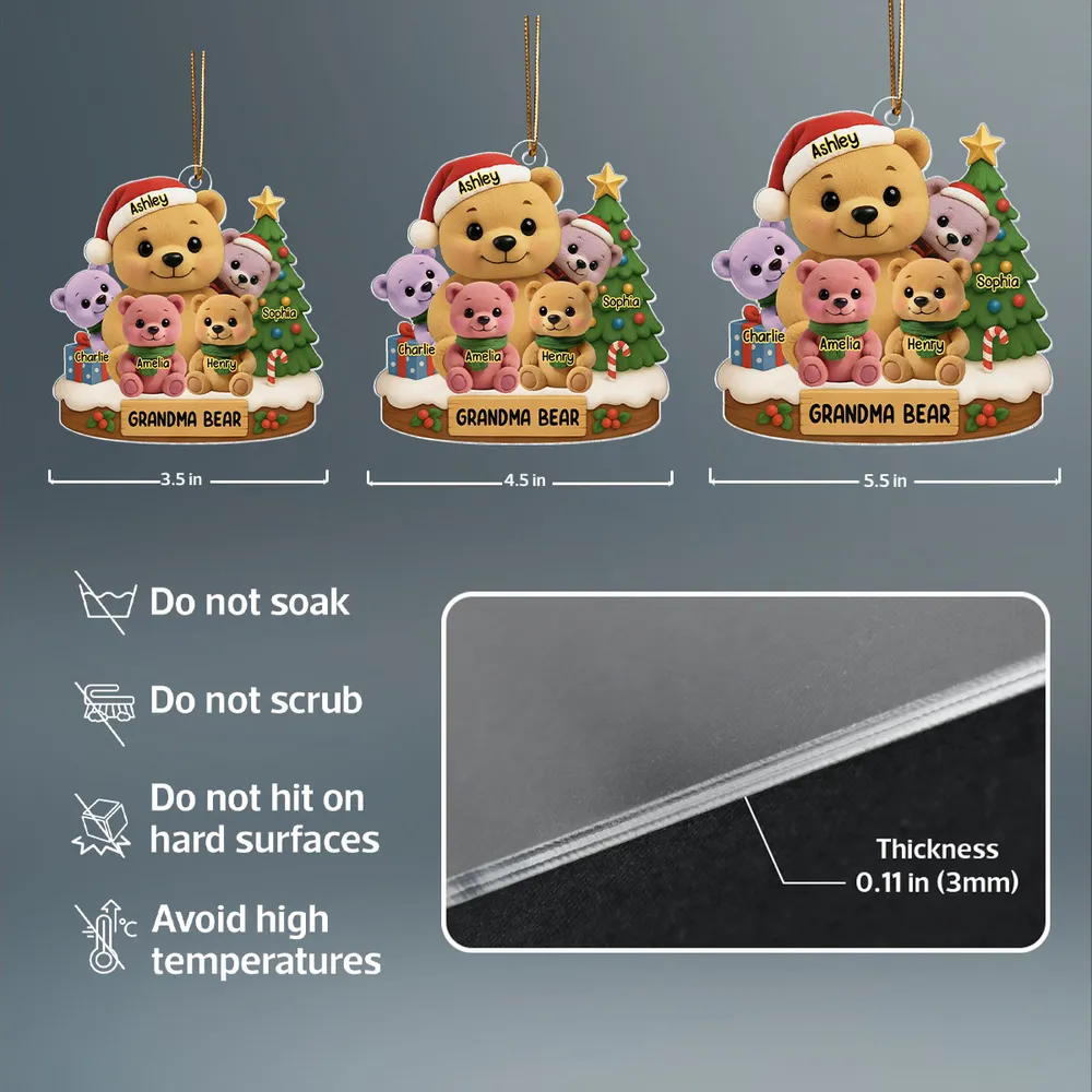 “Grandma Bear” Personalized Acrylic Ornament – Custom Holiday Gift for Grandma with Cute Bears - Image 7
