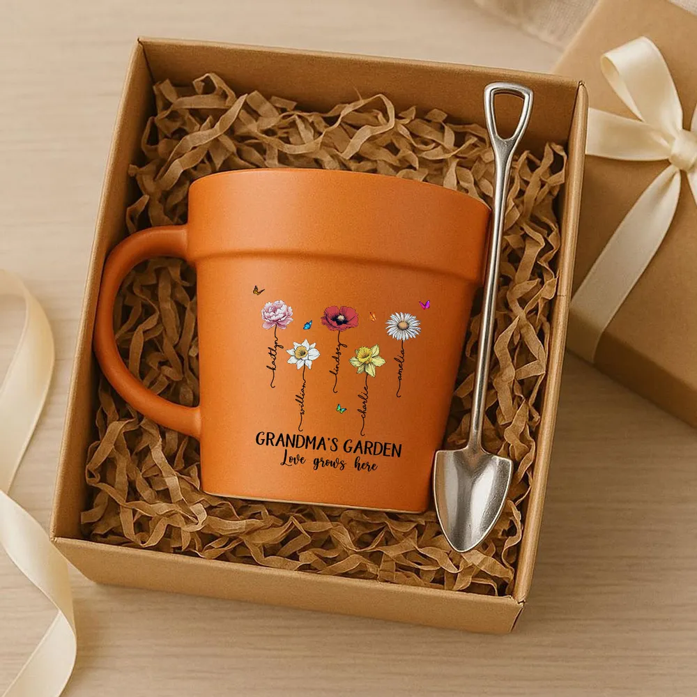“Grandma’s Garden” Personalized Plant Pot Mug – Custom Gift for Grandma, Floral Design - Image 13