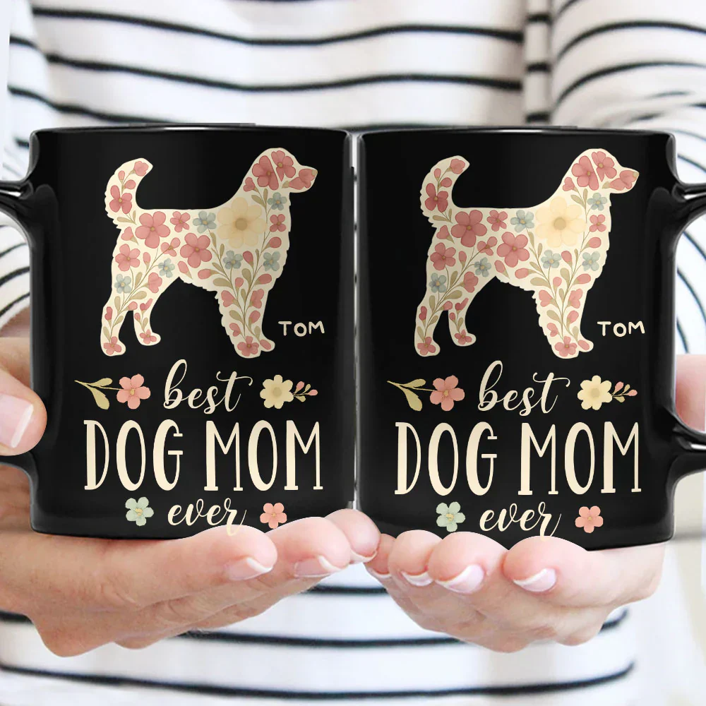 Best Dog Mom Ever Floral - Personalized Mug - Image 3