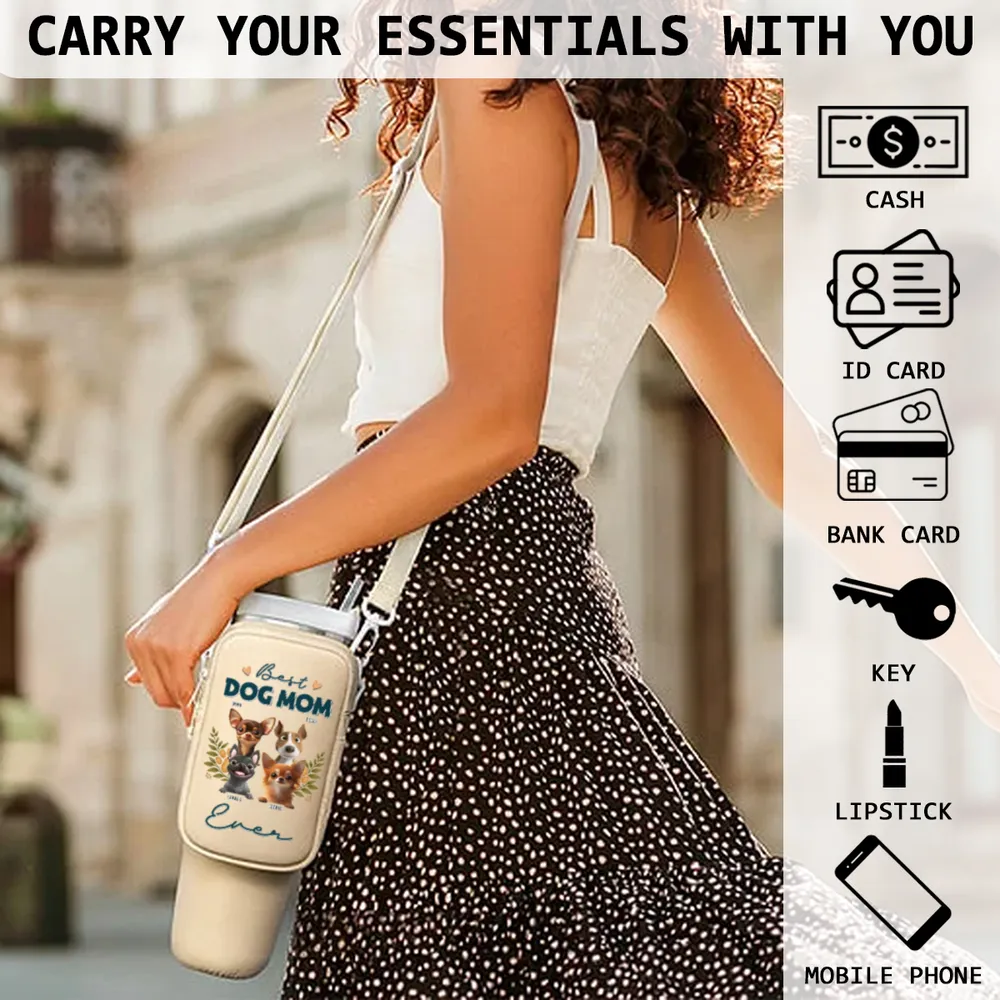 Best Dog Mom Ever – Personalized Water Bottle Carrier Bag, Cute Gift for Wife, Sister, or Daughter Who Loves Dogs - Image 3