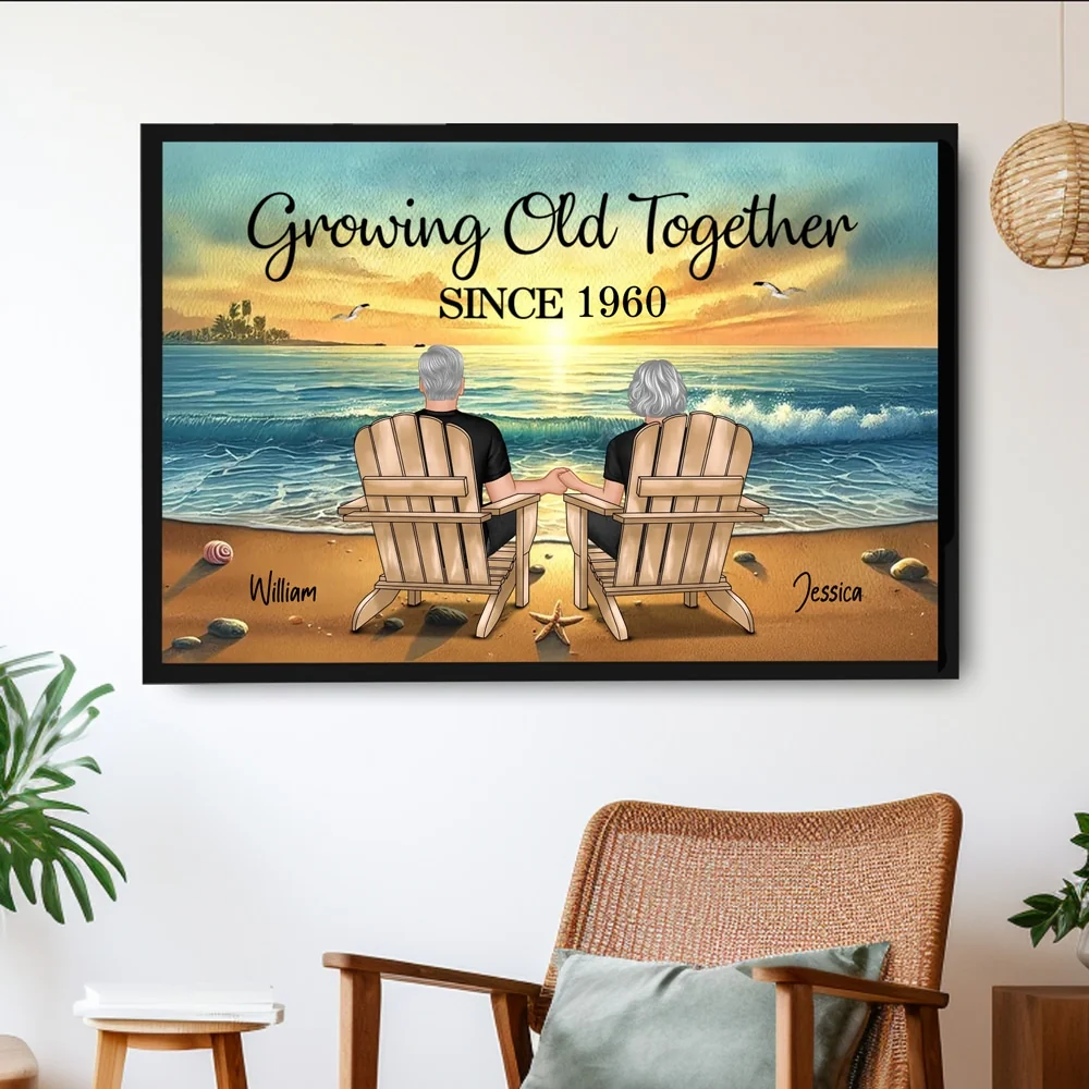 Growing Old Together Beach Poster – Personalized Anniversary Gift for Couples - Image 2