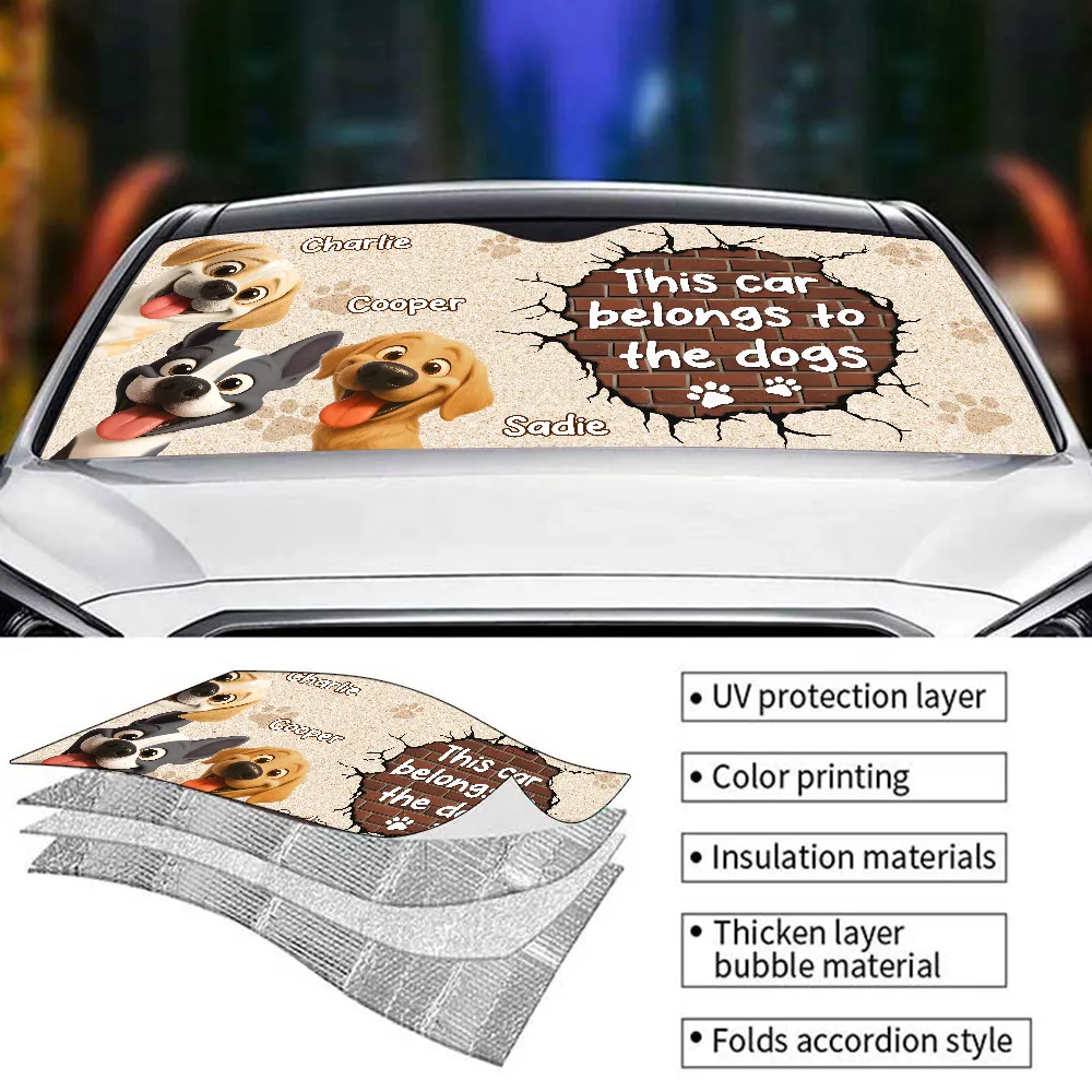 This Car Belongs to the Dogs Car Windshield Sunshade – Funny Personalized Pet Gift for Dog Lovers - Image 4