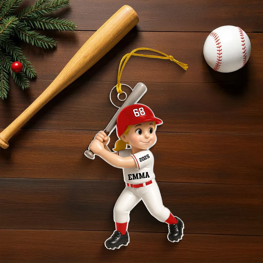 Custom Baseball Ornament for Kids – Personalized Acrylic or Wooden Ornament, Gift for Young Baseball Lovers - Image 2