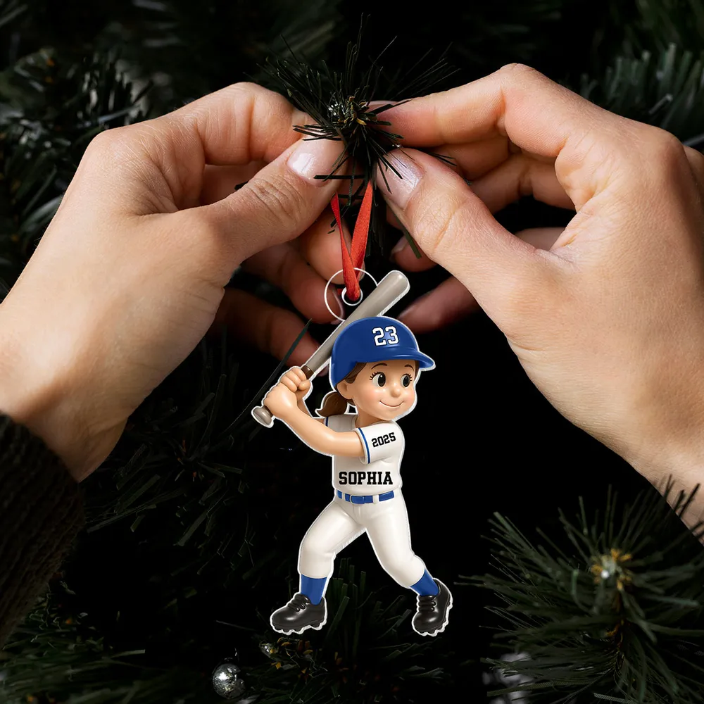 Custom Baseball Ornament for Kids – Personalized Acrylic or Wooden Ornament, Gift for Young Baseball Lovers - Image 4
