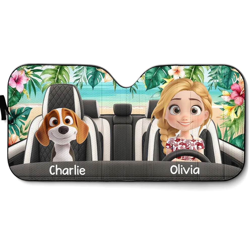 “This Car Belongs to the Dogs” Custom Sunshade for Dog Lovers – Personalized Pet Car Accessories - Image 3