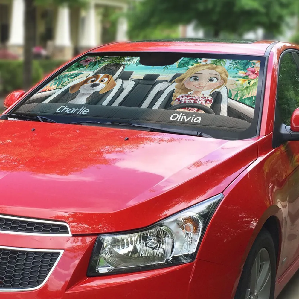 “This Car Belongs to the Dogs” Custom Sunshade for Dog Lovers – Personalized Pet Car Accessories - Image 5