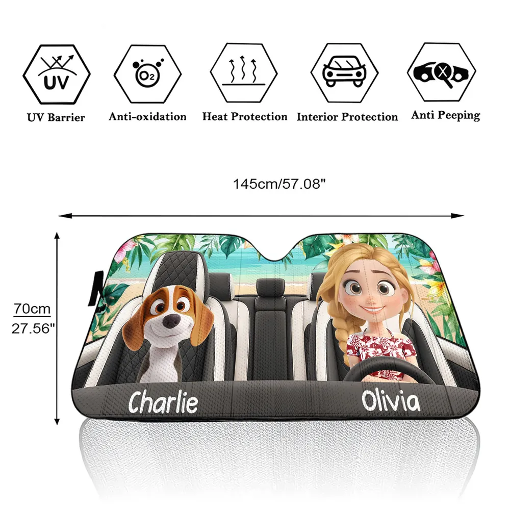 “This Car Belongs to the Dogs” Custom Sunshade for Dog Lovers – Personalized Pet Car Accessories - Image 7