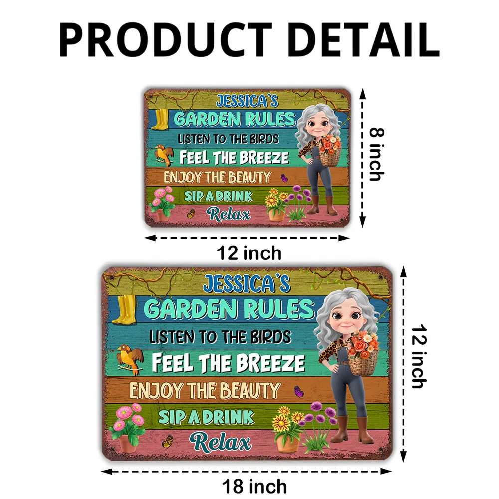 Garden Rules Custom Rectangular Iron Sign – Listen to the Birds, Feel the Breeze, Enjoy the Beauty – Gift for Garden Lovers - Image 7