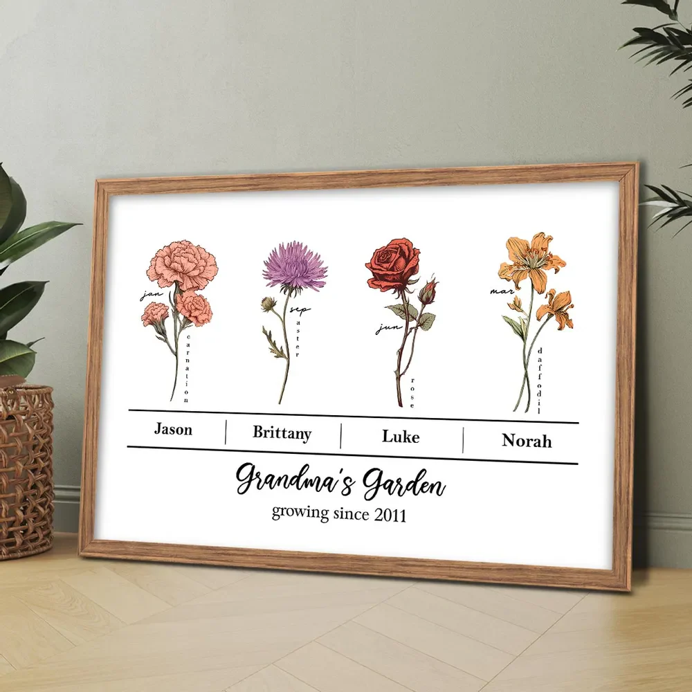 Personalized Grandma's Garden Poster – Floral Design with Family Names and Birth Flowers - Image 4