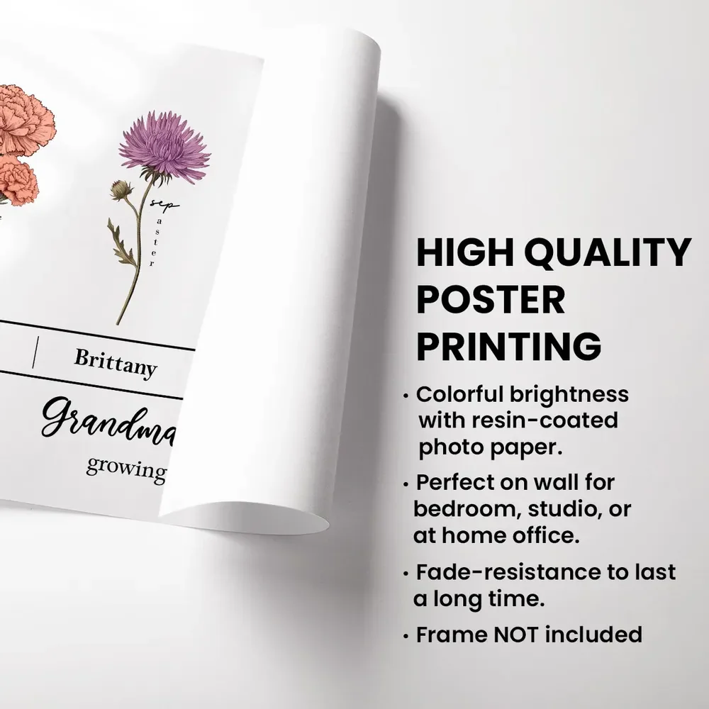 Personalized Grandma's Garden Poster – Floral Design with Family Names and Birth Flowers - Image 5