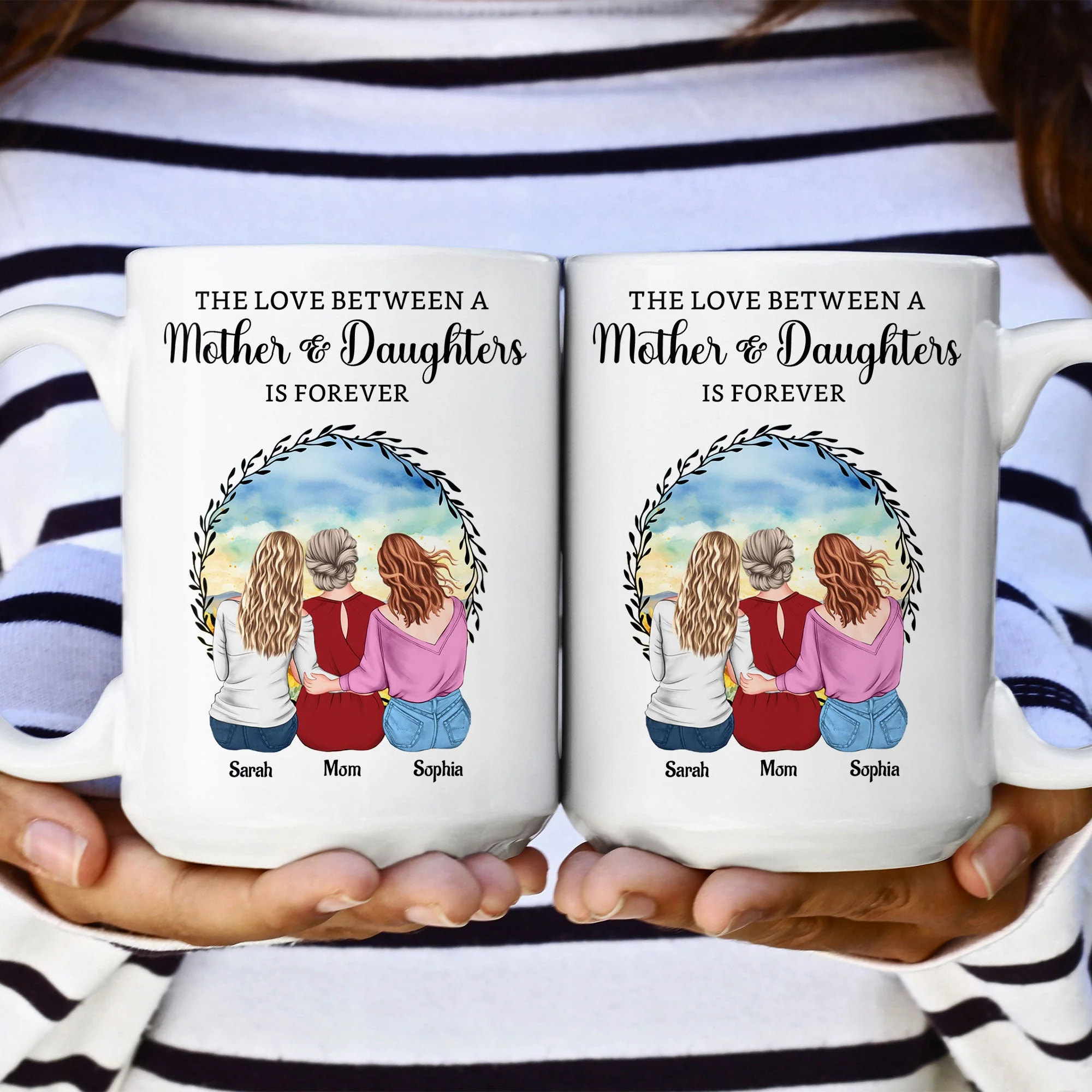“The Love Between a Mother & Daughters” Birth Moon Ceramic Mug, Personalized Gift for Mom or Daughter - Image 3