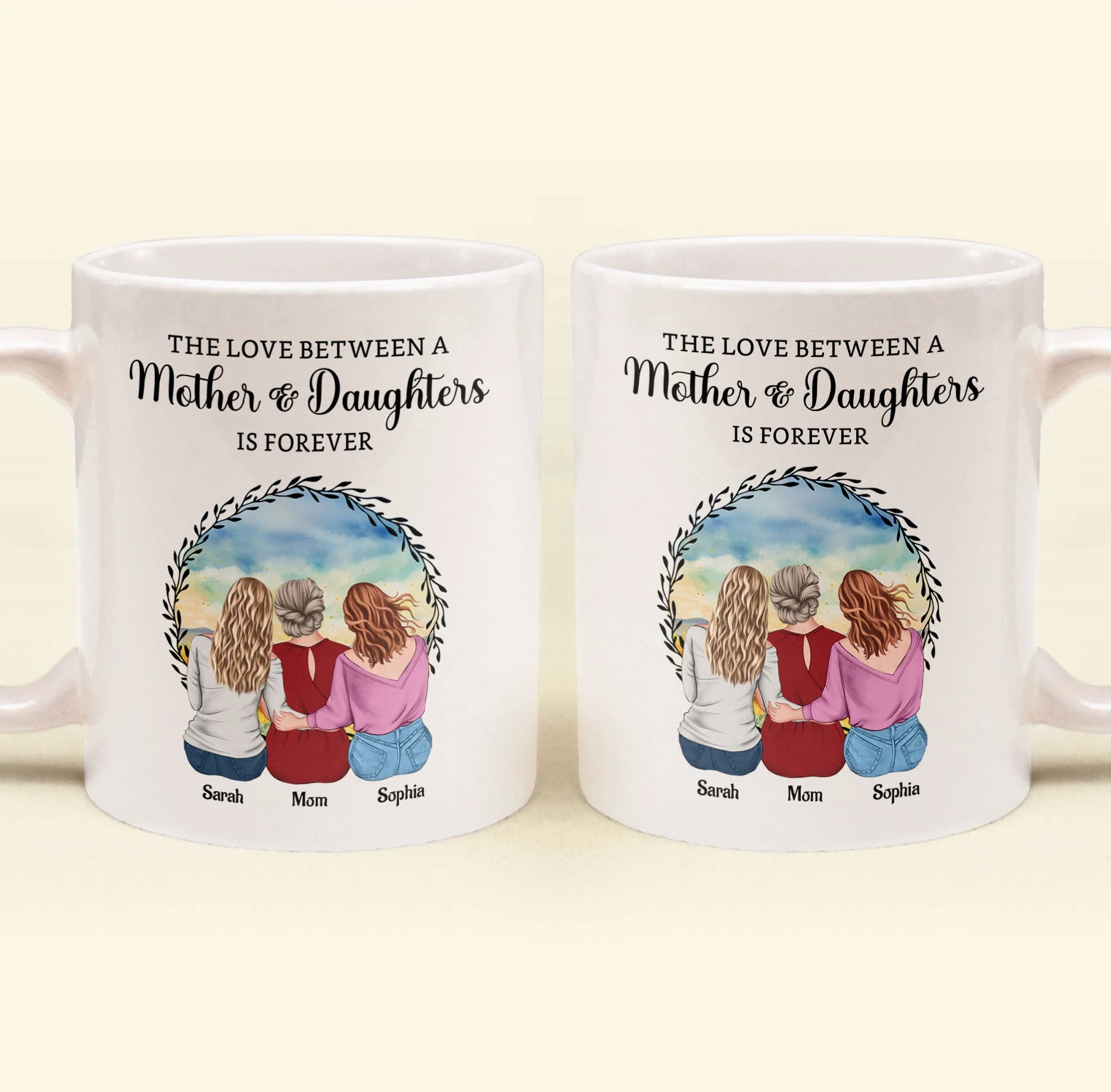 “The Love Between a Mother & Daughters” Birth Moon Ceramic Mug, Personalized Gift for Mom or Daughter - Image 5