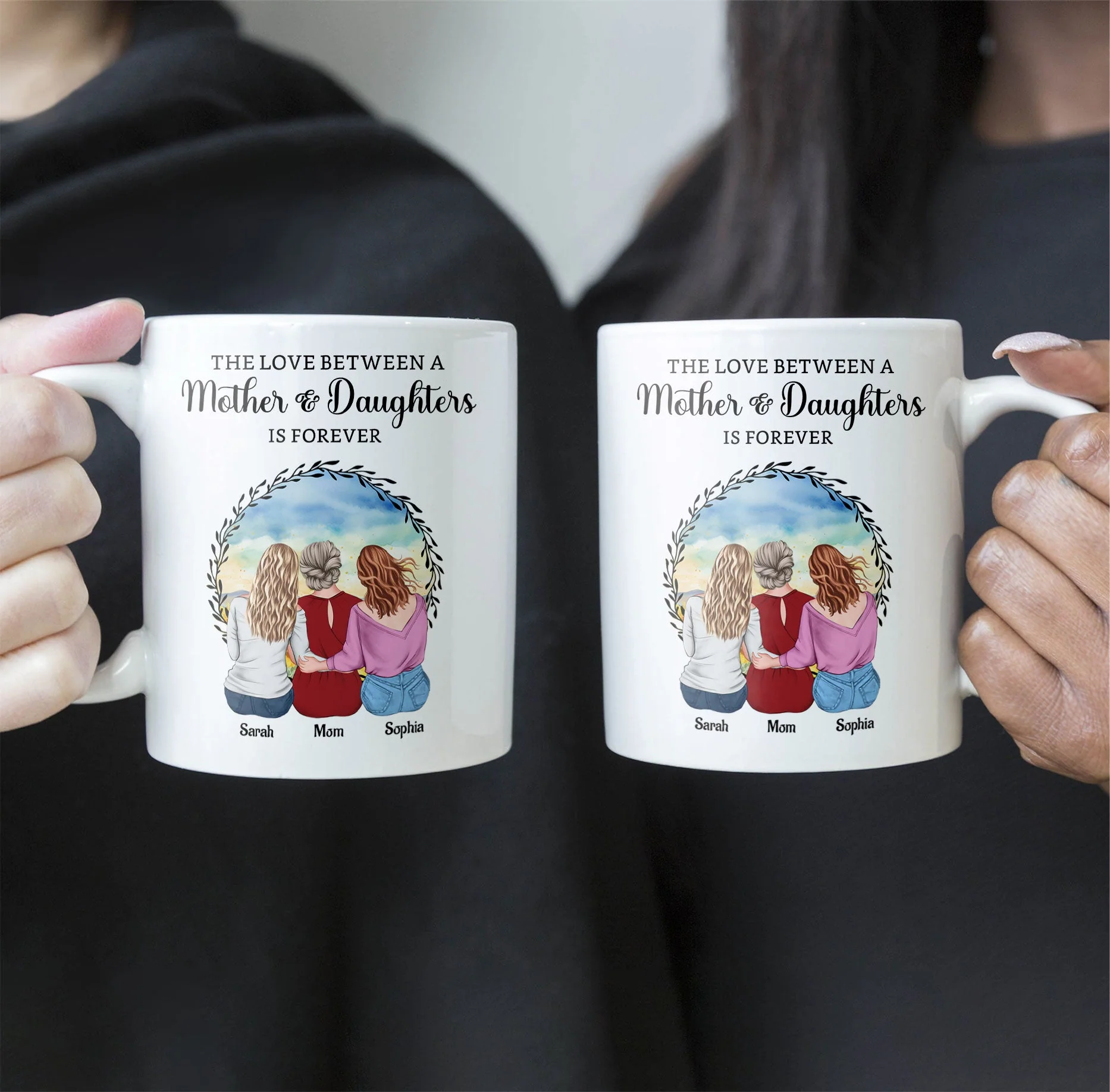“The Love Between a Mother & Daughters” Birth Moon Ceramic Mug, Personalized Gift for Mom or Daughter - Image 6
