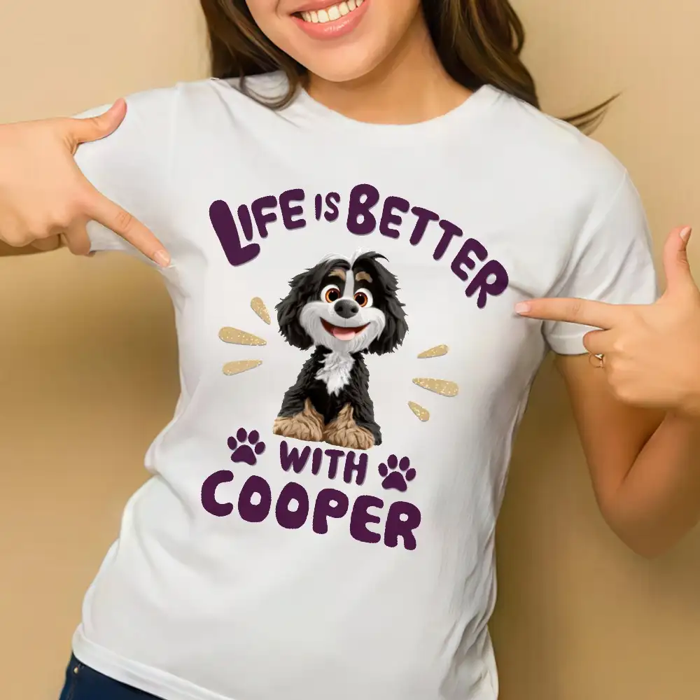 Classic Tee with Fun Dog Print, Comfortable and Versatile, Perfect for Dog Owners