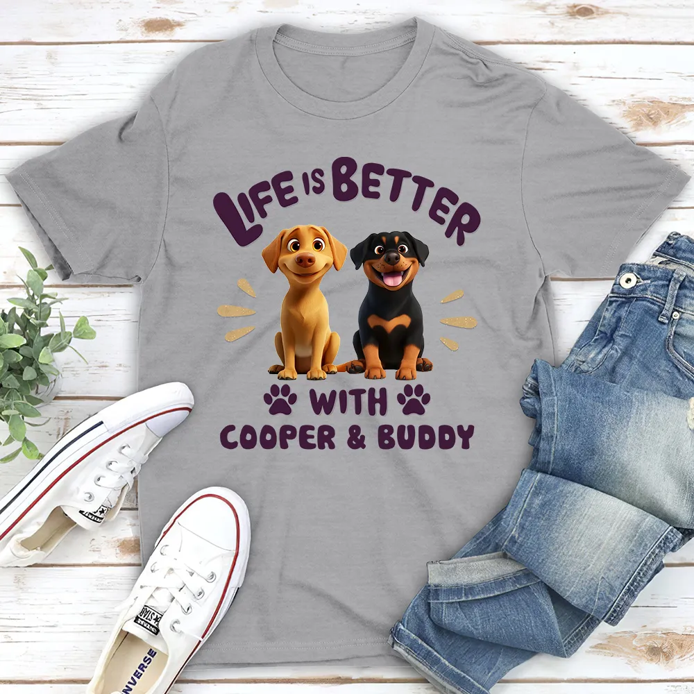Classic Tee with Fun Dog Print, Comfortable and Versatile, Perfect for Dog Owners - Image 2