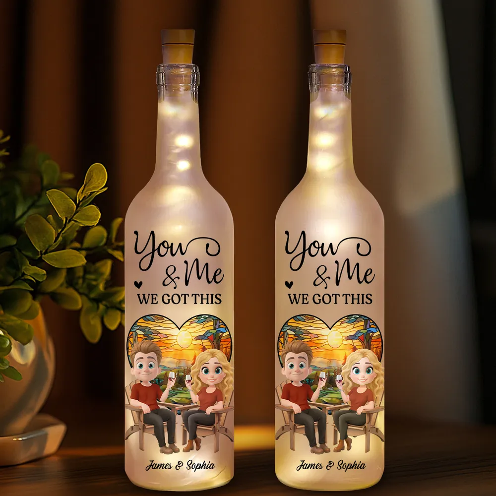 Our Hearts Beat As One - Romantic Bottle Lamp with Starry Night and You & Me Theme, Heartwarming Couples Gift - Image 5