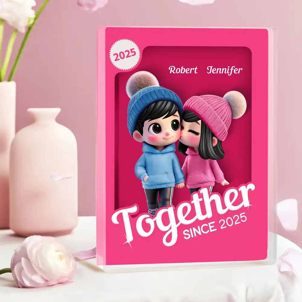 Custom Cartoon Couple Acrylic Plaque – Personalized Anniversary Gift