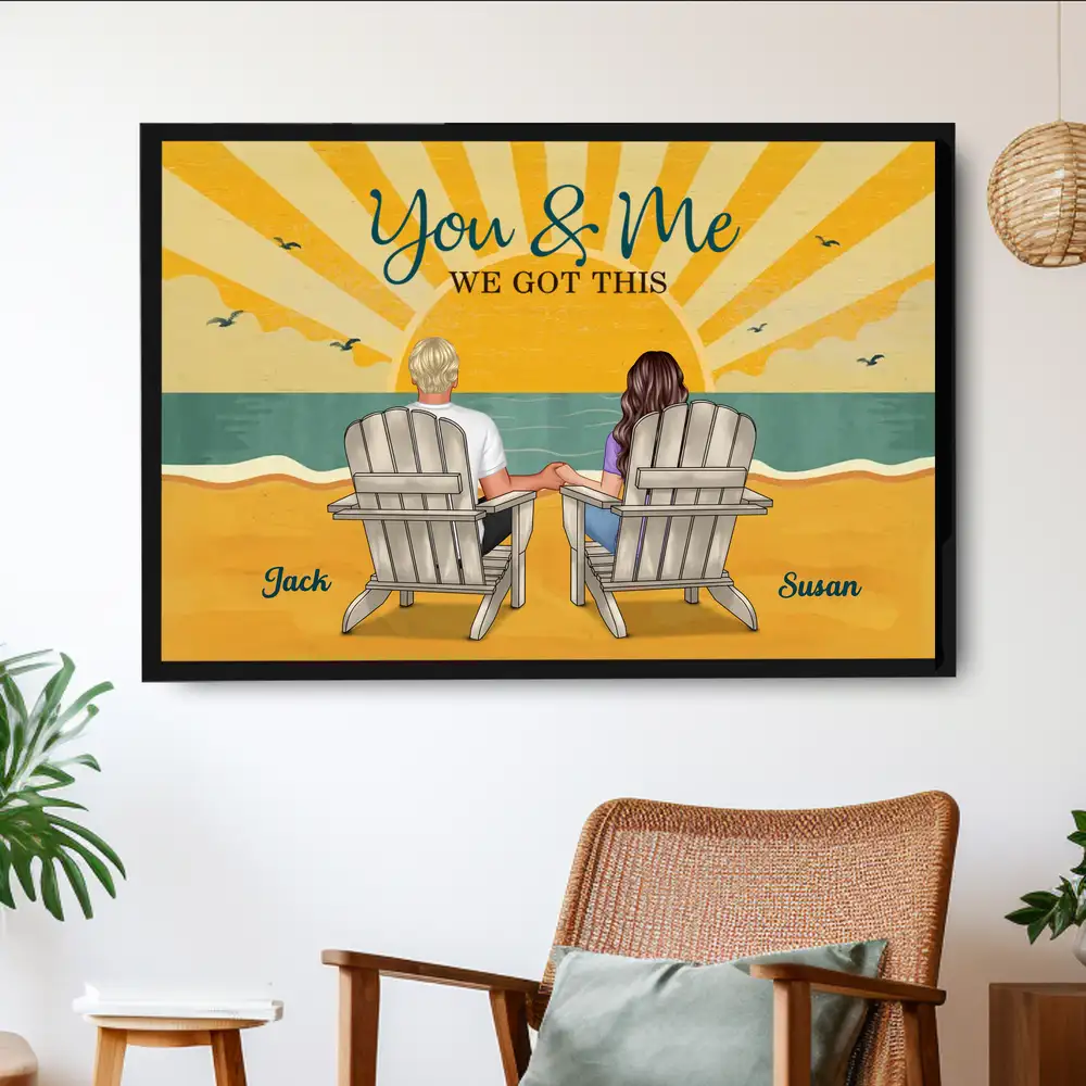Custom Sunset Beach Poster Gift for Couples - Image 2
