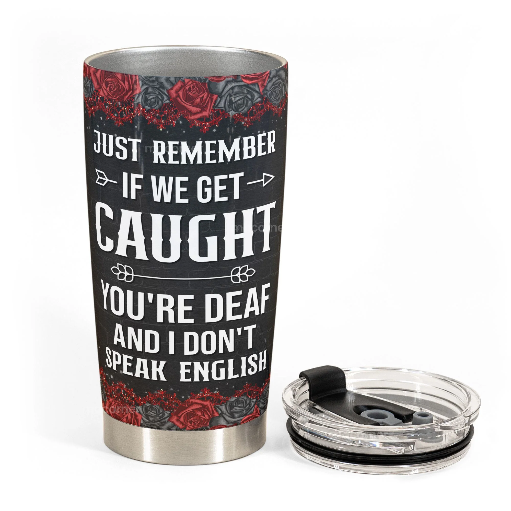 Partners In Crime Insulated Travel Tumbler – Funny Best Friend Gift With Cartoon Girls & Roses, Just Remember If We Get Caught Quote - Image 5