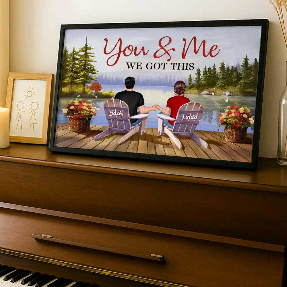 You & Me Holding Hands on Dock – "We Got This" Poster, Romantic Gift for Couples, Lake Forest Art - Image 3