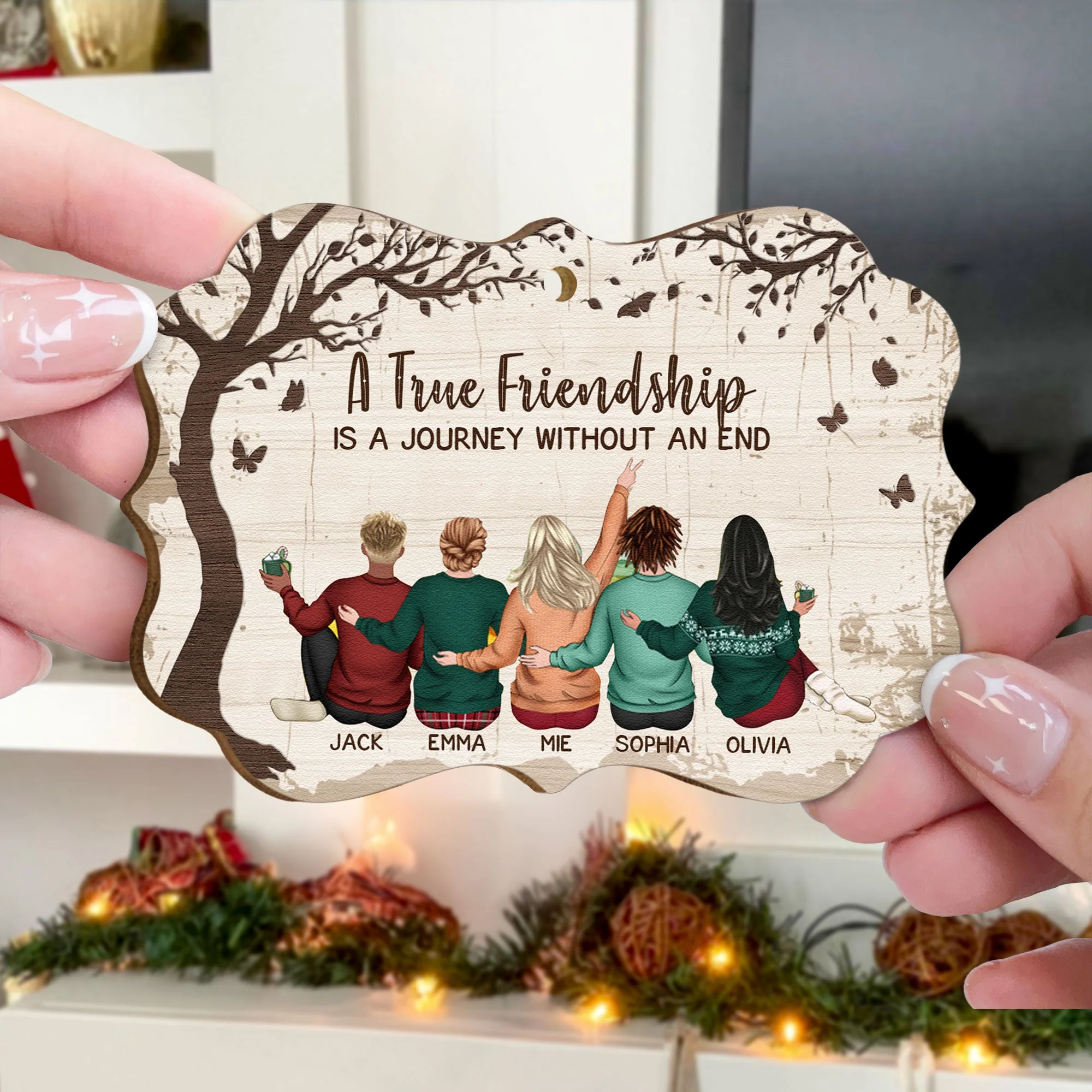 A True Friendship Is a Journey Without an End – Personalized Wooden Car Hanger Gift for Best Friends - Image 4