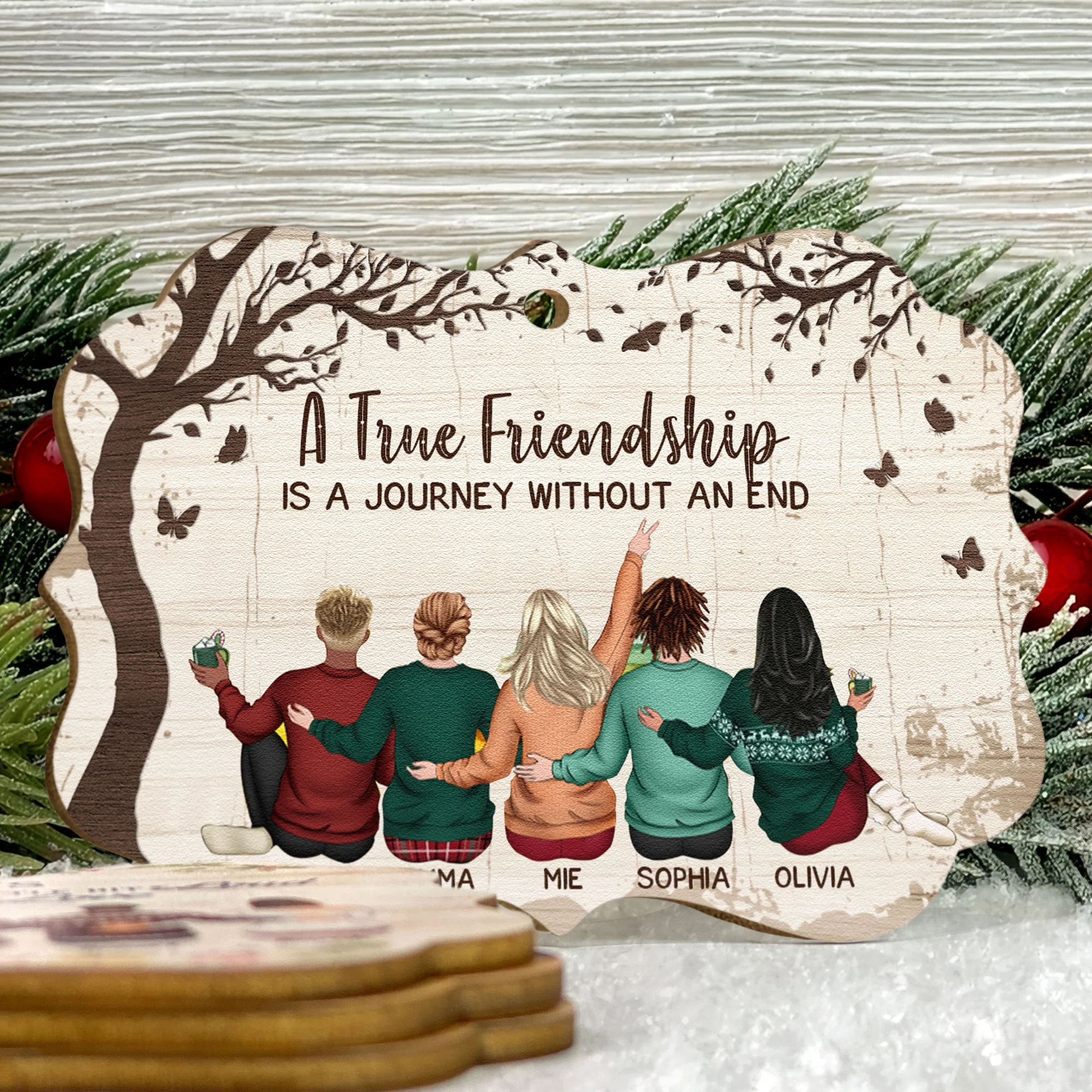 A True Friendship Is a Journey Without an End – Personalized Wooden Car Hanger Gift for Best Friends - Image 5